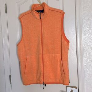 Robert Graham Peach orange Sleeveless Mock Neck Full Zip Fleece Vest Men’s Sz XL